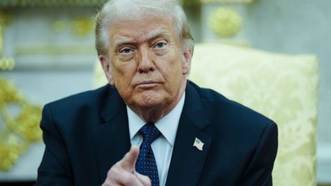 El presidente de Estados Unidos, Donald Trump, en una imagen tomada durante su reuni�n con el canciller alem�n, Friedrich Merz.