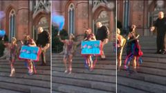 Un cura le pega una patada a una chica en la catedral de La Plata