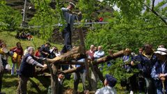Serrado manual de troncos, una t�cnica tradicional de la sierra de O Courel