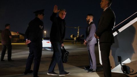 Blinken a su salida de Washington rumbo a Pek�n.