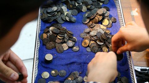 La tortuga Omsin (�hucha�), de 25 year, se trag� casi mil monedas.