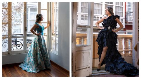 En la imagen, Nuria Espasand�n, con dos dise�os de la firma de su madre