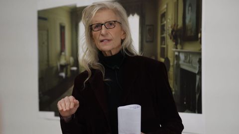 Annie Leibovitz este viernes en la nave del muelle de Batera, donde se ubica su exposicin Wonderland