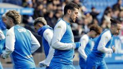 Sergio Escudero, durante un entrenamiento del Deportivo