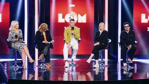 Mar�a Eizaguirre, Eva Tovar, Jes�s V�zquez, Ana Mar�a Bord�s y C�sar Vallejo, en la rueda de prensa de la presentaci�n de �La casa de la m�sica�