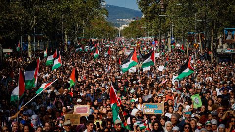 Manifestación en apoyo a Gaza en Barcelona