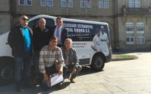 Buyo visit A Estrada para publicitar el partido, junto con la Pea Madridista y el Estradense de veteranos. 