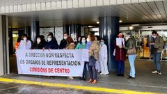 Protesta de las comisiones de centro de atenci�n primaria y hospitalaria, el pasado 4 de febrero en Montecelo, en Pontevedra
