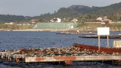 Una batea de mejill�n y una cet�rea en Nerga, en Cangas (foto de archivo)