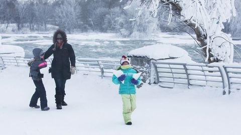 Las famosas cataratas del r�o Ni�gara, entre Estados Unidos y Canad�, est�n parcialmente heladas. 