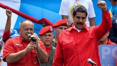 Diosdado Cabello y Nicol�s Maduro, durante el acto de cierre de campa�a para la elecci�n de la Asamblea Constituyente