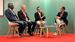 Paul Conley, Venkat Reddy, Juan Ram�n Morales y Santiago Dom�nguez, reunidos la pasada semana en Galicia Biodays