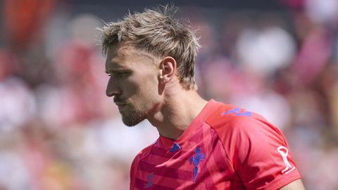 Radu, durante el encuentro entre el Rayo Vallecano y el Celta