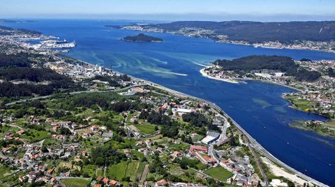 Vista area de la ra de Pontevedra