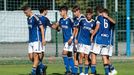 Los jugadores del juvenil A celebran uno de los goles al Lugo