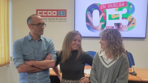 Los representantes de CCOO Damin Manzano, Tania Alonso y Carmen Riesgo.