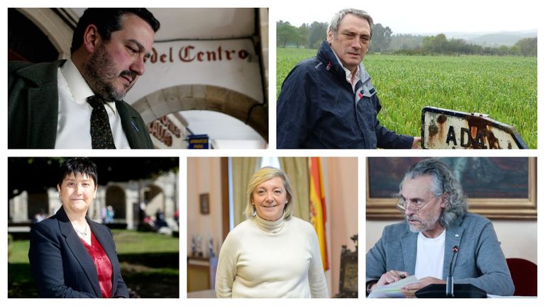 Los cinco concejales de Lugo que han fallecido en activo en el siglo XXI. De arriba a abajo y de izquierda a derecha, Marcos Cela (BNG),&nbsp; Manuel L&oacute;pez (PP), Olga L&oacute;pez Racamonde (PSOE), Paula Alvarellos (PSOE y alcaldesa) y Pablo Permuy (PSOE)