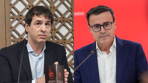 David Sánchez, hermano del presidente del Gobierno; y Miguel Ángel Gallardo, líder del PSOE extremeño y presidente de la Diputación de Badajoz.