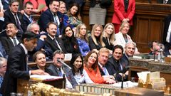 Diputados conservadores, durante una intervenci�n del primer ministro, Rishi Sunak, en la C�mara de los Comunes