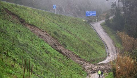 Perspectiva de la zona del derrumbe en O Morrazo