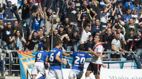 Toch� celebra el segundo gol ante el Rayo Vallecano