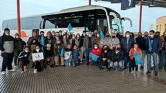 Uno de los autobuses que viajan a Madrid para acudir a la manifestaci�n del 20 N