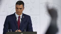 Pedro S�nchez, en una rueda de prensa ofrecida ante los medios tras un Consejo de Ministros