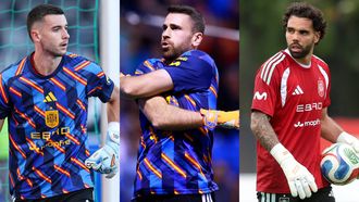 Joan Garc�a, Unai Sim�n y David Raya, los tres porteros de Espa�a, se ejercitan con la selecci�n