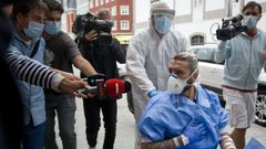 El jugador del Fuenlabrada Chico Flores, a su llegada al hotel Finisterre