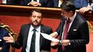 Conte dirigi� un duro discurso contra Salvini por haber desatado la crisis de Gobierno