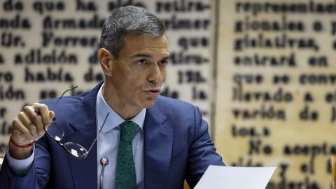 Pedro S�nchez durante la comisi�n de investigaci�n sobre el caso Koldo.