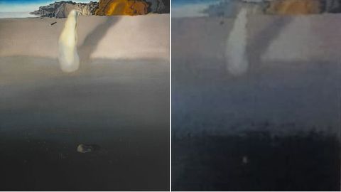 Dal�: En la orilla del mar. A la izquierda, el original; a la derecha, como sali� en selectividad