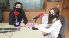 Fran e Lena Rodr�guez, no estudo de Radio Voz Carballo, durante o sorteo de emparellamentos dos colexios