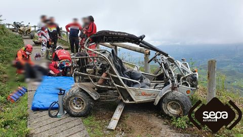 Uno de los heridos siendo atendido por el Grupo de Rescate del Servicio de Emergencias