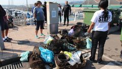 Basura recogida en una campa�a de limpieza con voluntarios en el puerto de El Musel de Gij�n.Basura recogida en el puerto de El Musel en 2017
