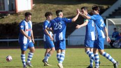 Imagen de archivo de los pobrenses celebrando un gol en el partido ante el Burela.