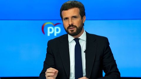 Pablo Casado, este lunes, tras la reuni�n del comit� de direcci�n del PP
