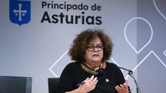 La consejera de Derechos Sociales y Bienestar, Marta del Arco, informa en rueda de prensa sobre el proyecto de presupuestos de su departamento para 2025