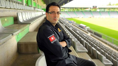 El director deportivo del Racing de Ferrol, Ju�ncar Fern�ndez Lago, en A Malata