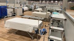 Camas de la uci en el recinto feria del Ifema.