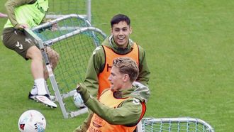 Hugo Sotelo, en un entrenamiento con el Celta.