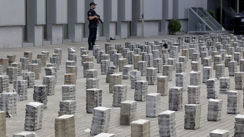 El alijo de cocaína incautado en A Pobra por la Policía Nacional, con la colaboración de otros cuerpos