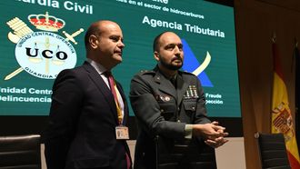 El teniente coronel Antonio Balas, a la derecha de uniforme, en un acto celebrado en Madrid en el 2019