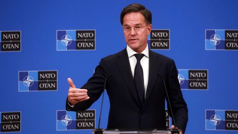 El secretario general de la OTAN, Mark Rutte, en rueda de prensa.