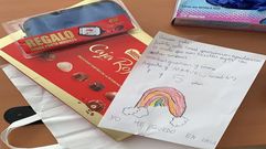 Detalle de la carta de agradecimniento que hicieron llegar a la comisar�a dos ni�os de Carude