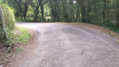 En la pista de acceso al lugar de Montes y Casal da Horta hay múltiples baches, que se pueden ver a lo largo de todo el trazado. El asfalto está muy deteriorado.