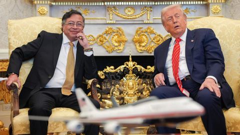 El presidente de Colombia, Gustavo Petro, y Donald Trump, durante su reuni�n  en la Casa Blanca, en una imagen publicada por el Gobierno colombiano