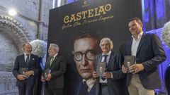 José Luis Teófilo, Miguel Santalices, Paco López-Barxas e José López Campos, en San Domingos de Bonaval, na presentación do libro «Castelao. Entre nós, 75 anos despois»