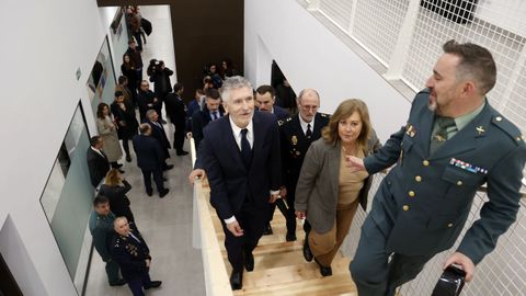 El ministro del Interior, Fernando Grande Marlaska, en la inauguración de la sede del centro de cooperación policial y aduanera en Tui esta mañana