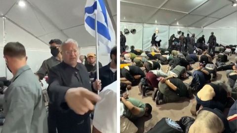 El ministro israel� Ben Gvir se burla de activistas detenidos de una flotilla rumbo a Gaza